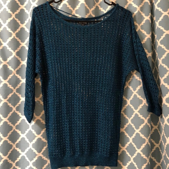 Express Tops - Express 3/4 Sleeve Metallic Tunic Sweater